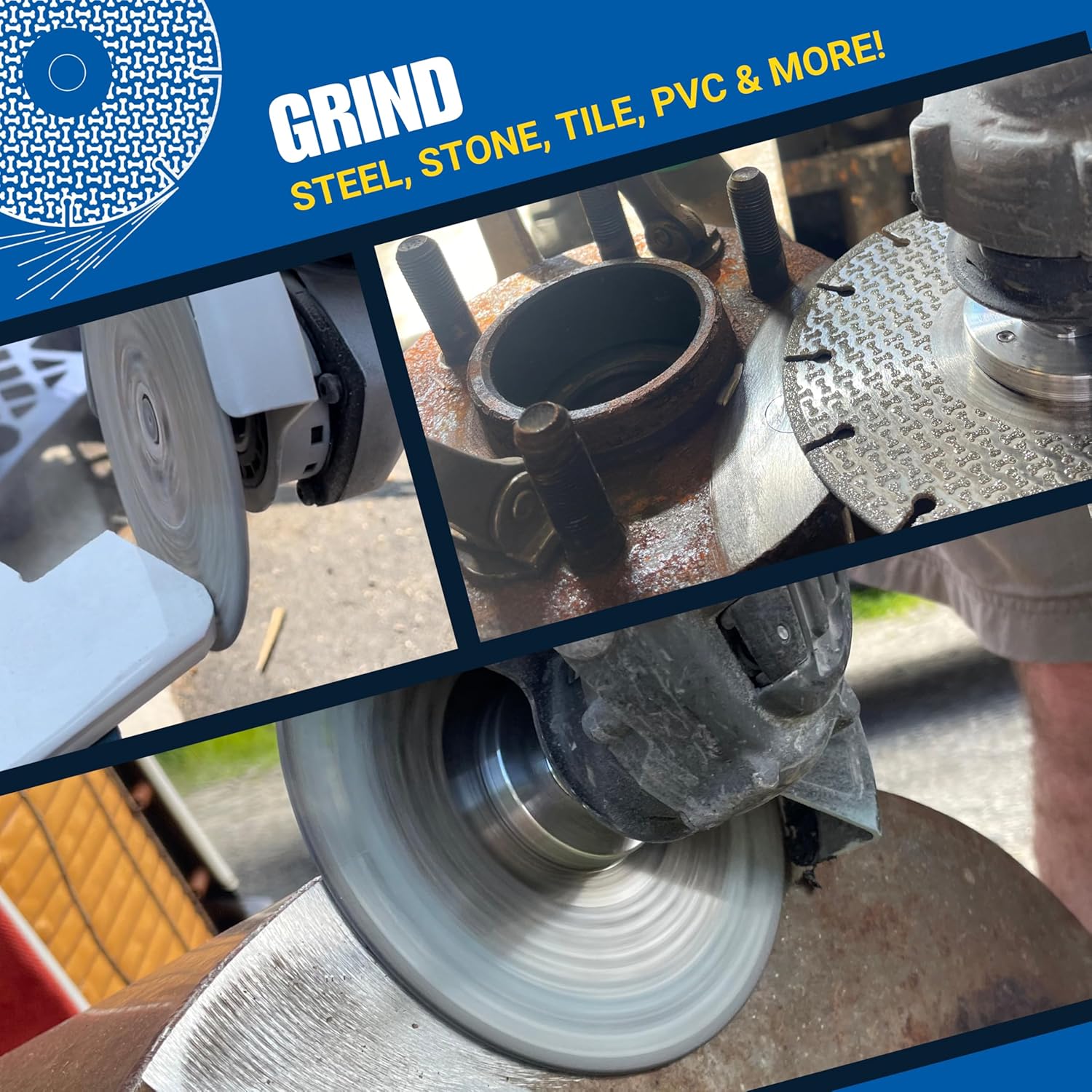Bad Dog Tools 6” Flange Handi Disc Deux (HDII) Diamond Wheel for *Flush* Grinding, Sanding, and Cutting. Use on Iron, Steel, Brass, Tile, Stone, Brick, & Plastic. Use with a 6” Angle Grinder.
