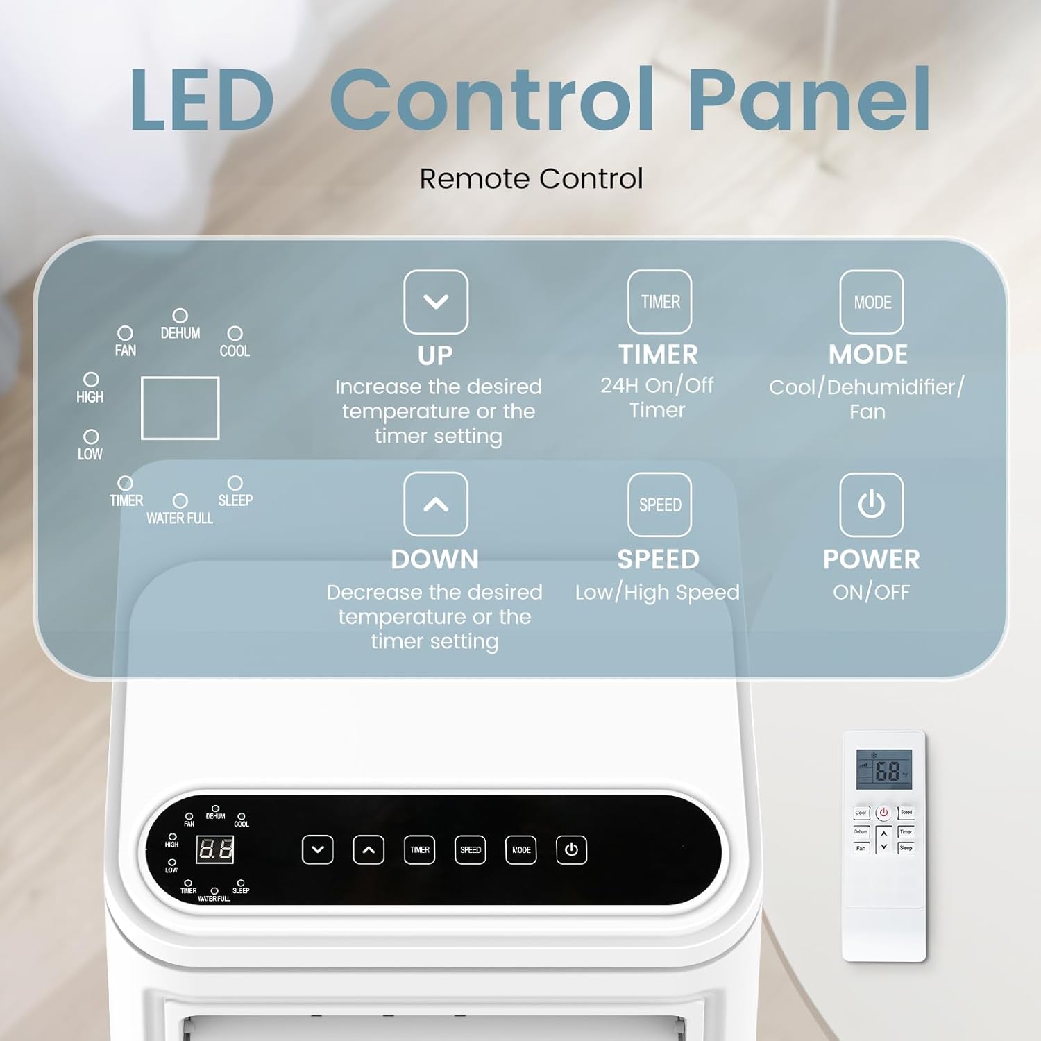 8000 BTU Portable Air Conditioners for Room up to 350 Sq. Ft, 3-in-1 Mini AC Unit for Bedroom with Dehumidifier & Fan Mode, Remote Control, Sleep Mode, 24H Timer