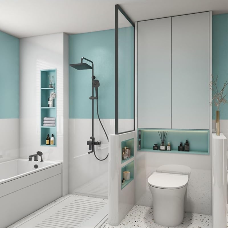 Bathroom Wall Niche Bathroom Shower Niche with LED Lighting Recessed Waterproof Organizer Wall-Mount Steel Storage Shelf Horizontal/Vertical Insert No Tile