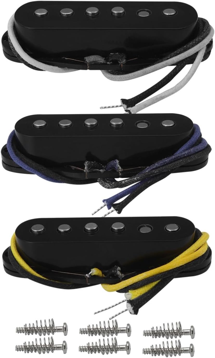 Black SSS Staggered Pole Top Alnico 5 Single Coil Pickup for for ST Electric Guitar Parts Replacement Electric Guitar Pickups Set