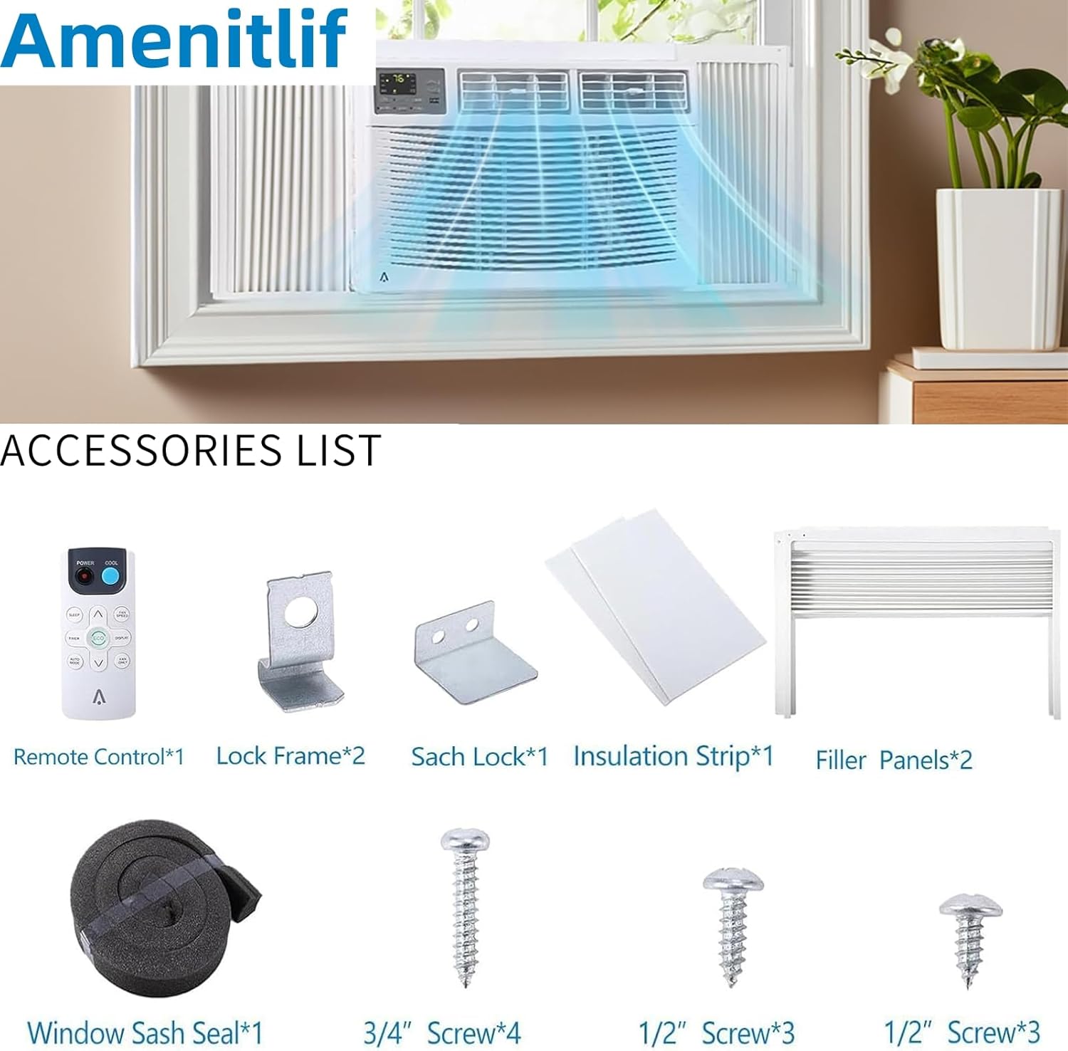 8,000 BTU Window Air Conditioner - Cools Up to 350 Sq. Ft,Air Conditioner Window Unit With Remote Control,3 Fan Speeds,Auto-Restart,Water Self Evaporation,Sleep Mode,24-Hours Timer,WIFI, APP