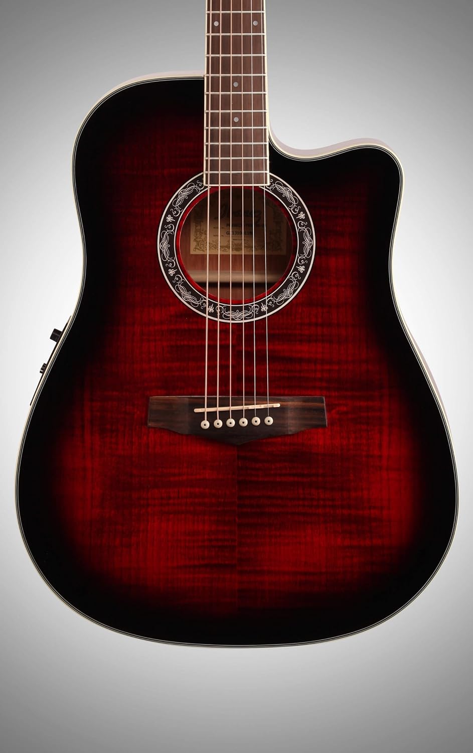 Ibanez PF28ECE PF Acoustic-Electric Guitar, Transparent Red Sunburst High Gloss