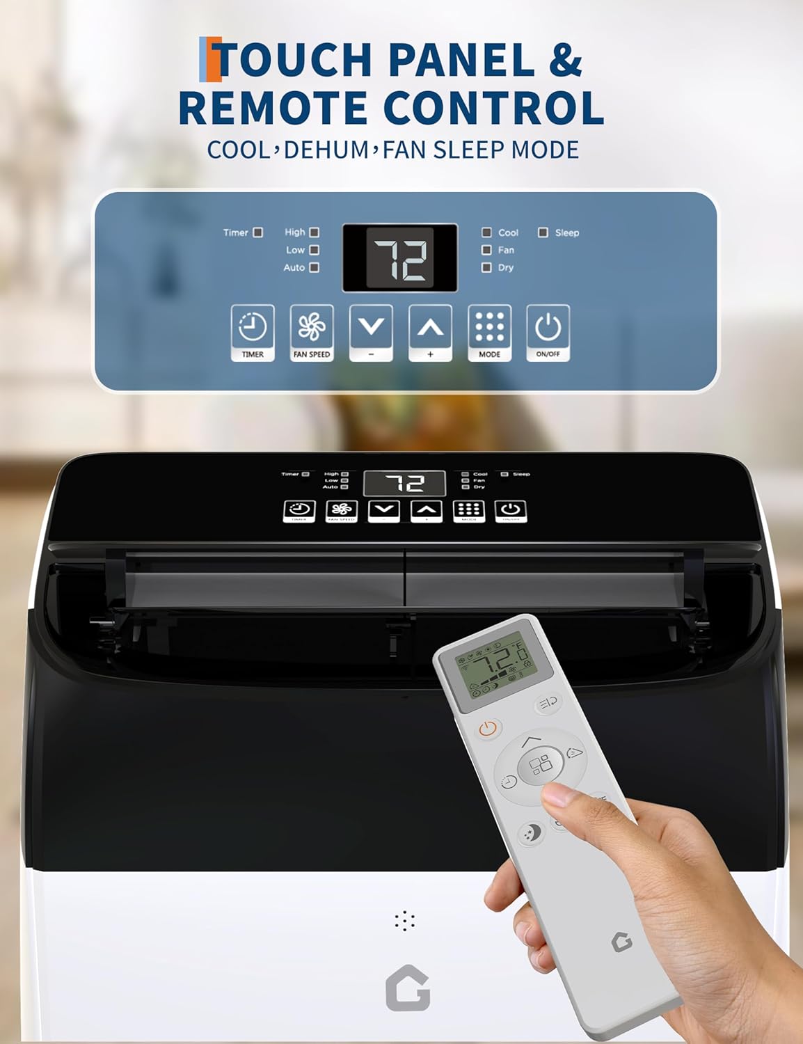 Garvee Portable Air Conditioner, 12,000 BTU Air Conditioner Cools up to 550 Sq.ft, Portable AC Built-in Cool with Dehumidifier and Fan Modes, Remote Control and Easy Window Installation Kit, Black