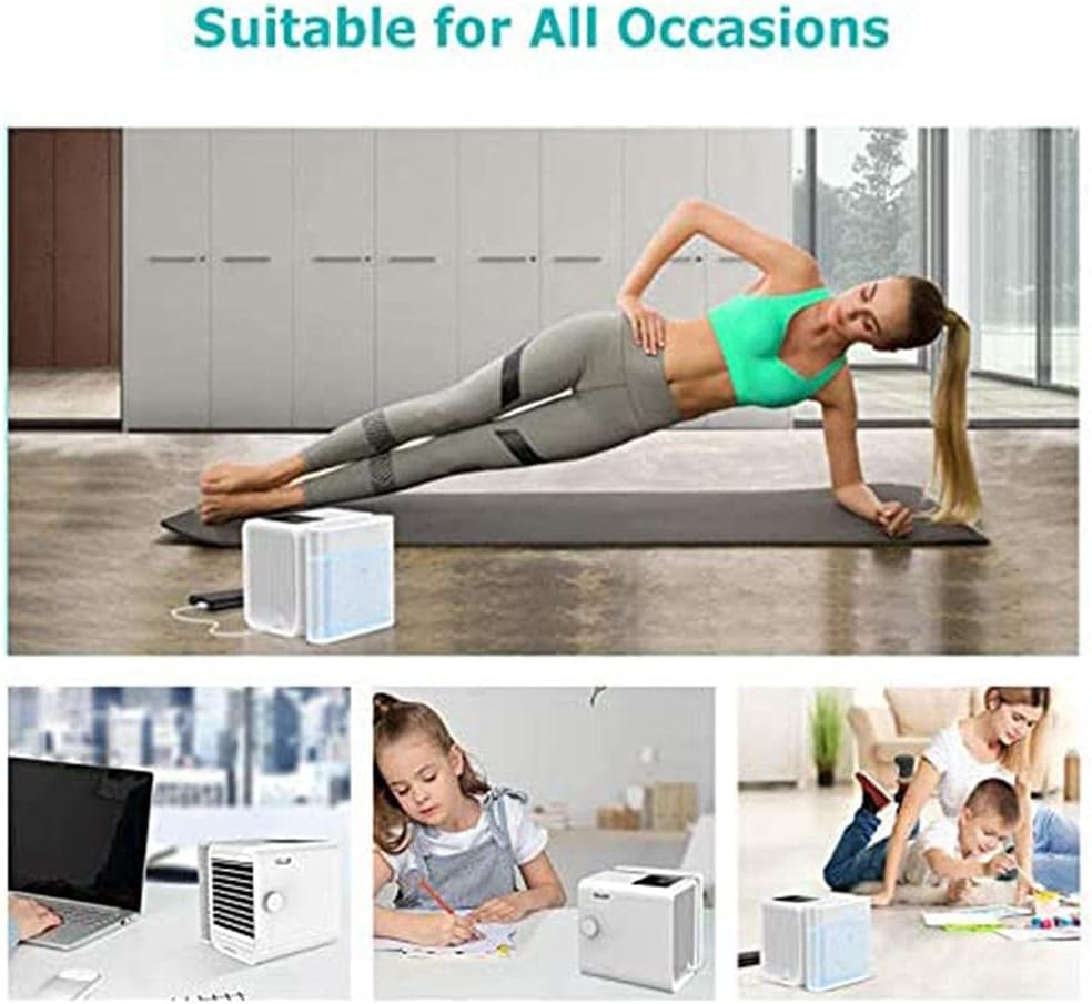 Portable Air Conditioner Fan, 3 In 1 Mini Air Conditioner Water Cooling Fan Touch Screen Timing Artic Cooler Humidifier Bladeless Fan-White