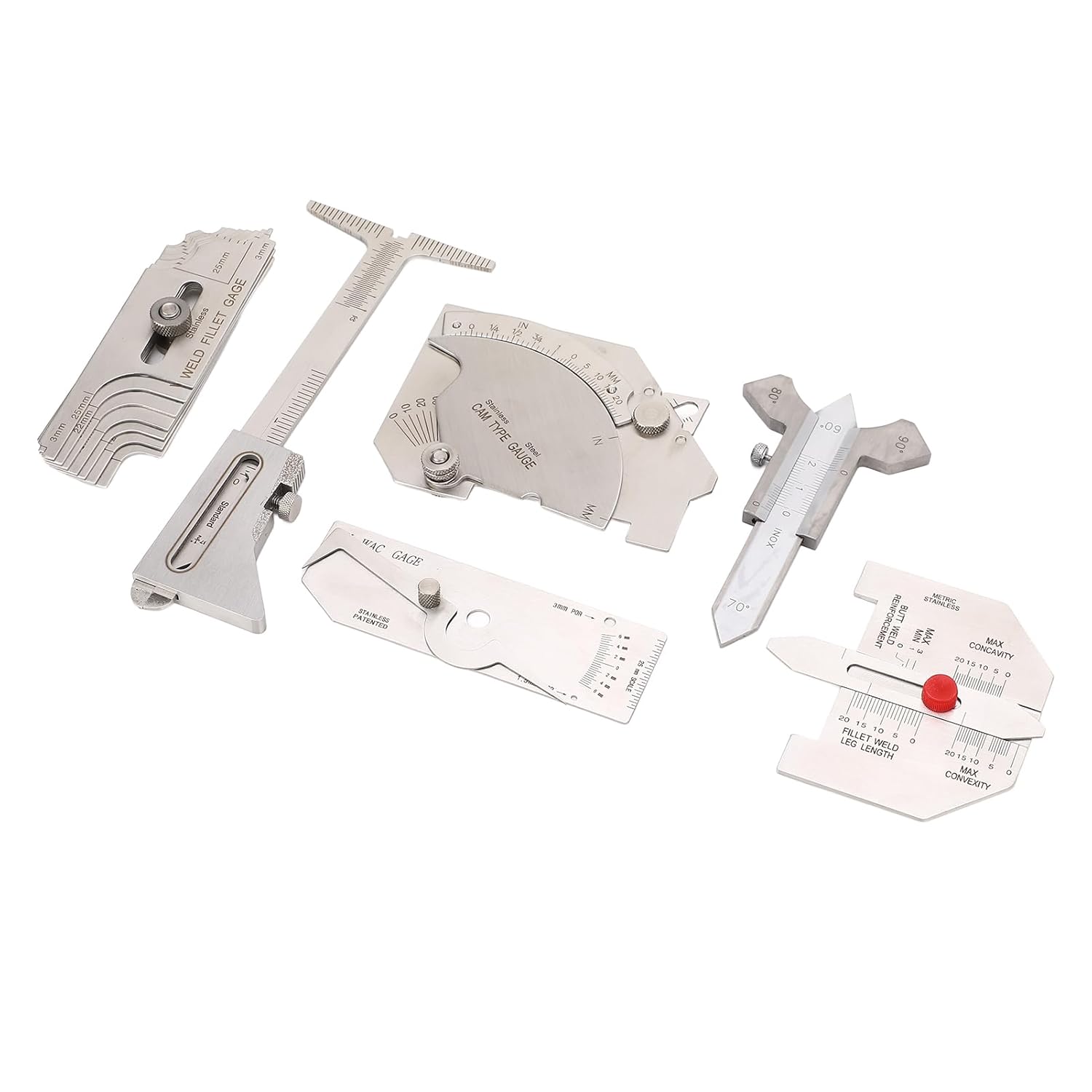 Pssopp Other Welding Equipment and Accessories Set, Stainless Steel Metric Welding Inspection Fillet Hi Lo Inspection Measure Set with 5 Storage Bags and 1 Box for Undercuts