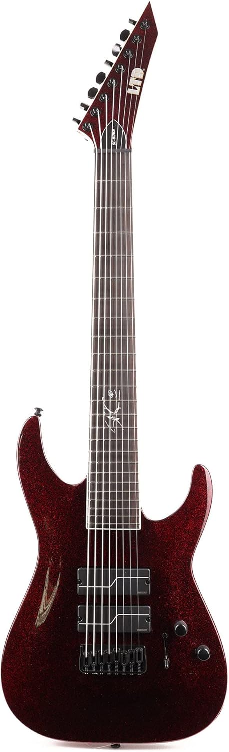 ESP LTD SC-608 Baritone Signature Series Stephen Carpenter Electric Guitar with Case, Red Sparkle