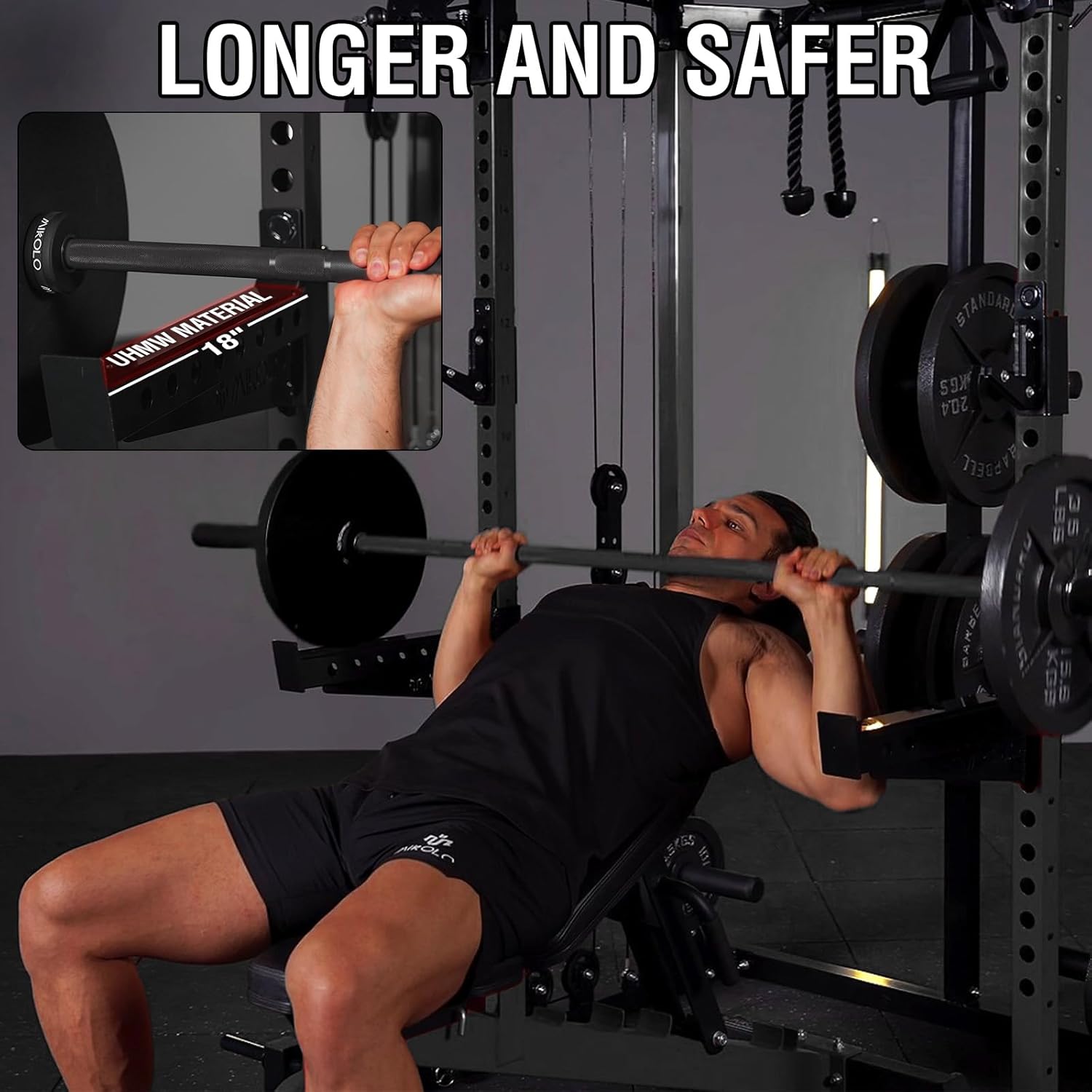 Mikolo Power Cage, 2000LB Power Rack with Independent Dual Pulley System, Multi-Function Home Gym Workout Machine for Cable Crossover