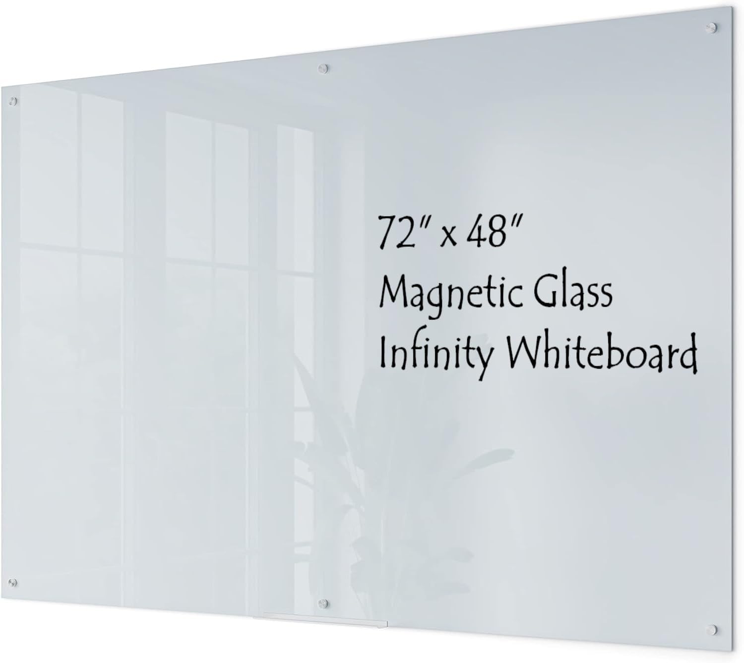 U Brands Magnetic Glass Dry Erase Board, 6' x 4', Infinity Frameless Mounting, White Surface, Accessory Tray, White (72