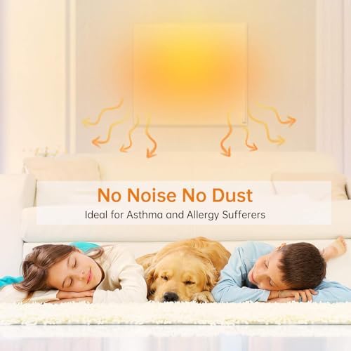 Wall-Mounted 120V 350W Space Heater Panel with Convection Heating ‒ Portable with Stand, Energy Efficient, Overheat Protection ‒ Ideal for 110 Sq. Ft.Rooms (24 x 24 x 1.18 inches)