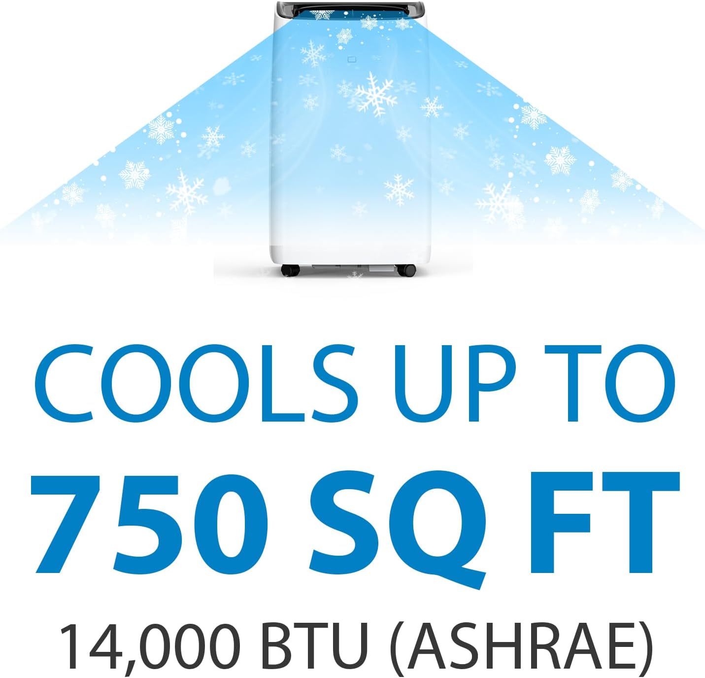 14,000BTU Inverter Dual Hose Cooling Portable Air Conditioner, Heater, Dehumidifier & Fan w Remote Control, Standing AC Unit Sleep Mode 42db, 24H Timer, Cooling up to 750 Sq Ft w Window Kit