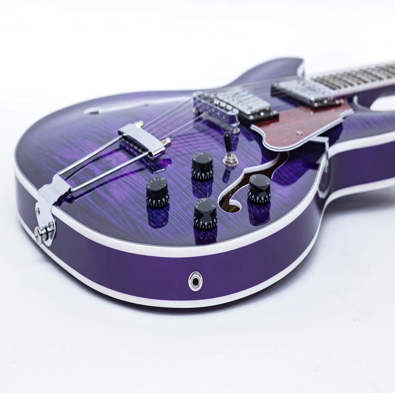 GT335-Electric Guitar with Humbucker Pickups, Ash Wood Body, Maple Neck, Rosewood Fretboard, 7 Strings, Green (GT335-02-purple)