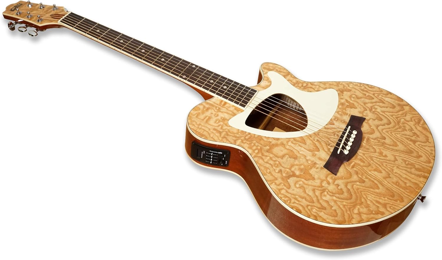 39“ Acoustic Electric Cutaway Guitar, Thin Body, Built-In Tuner,ashwood gloss natural finish body