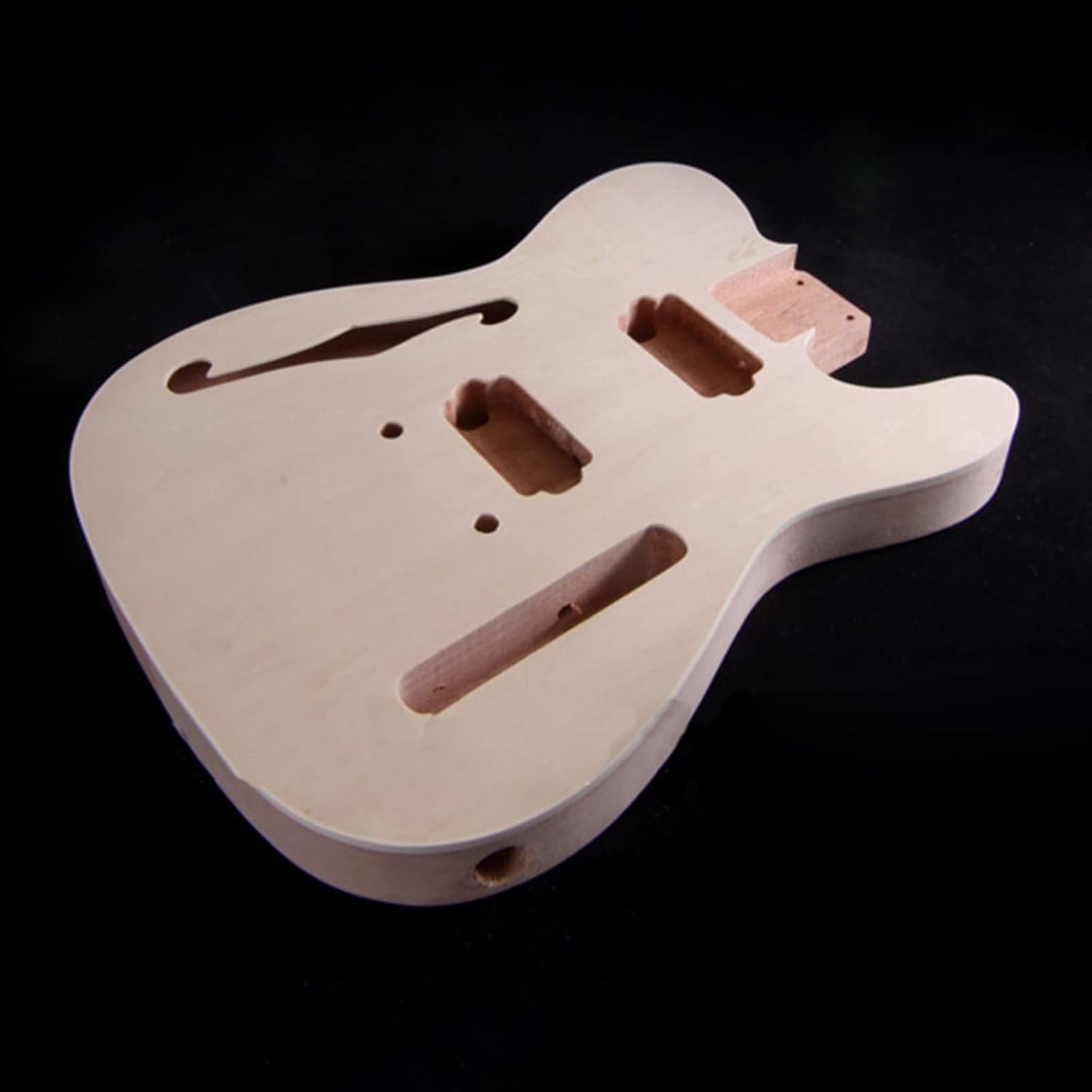DIY Electric Guitar Kit Semi-Hollow Body Mahogany with Basswood Top F Hole Mahogany Neck Unfinished Electric Guitar Kit