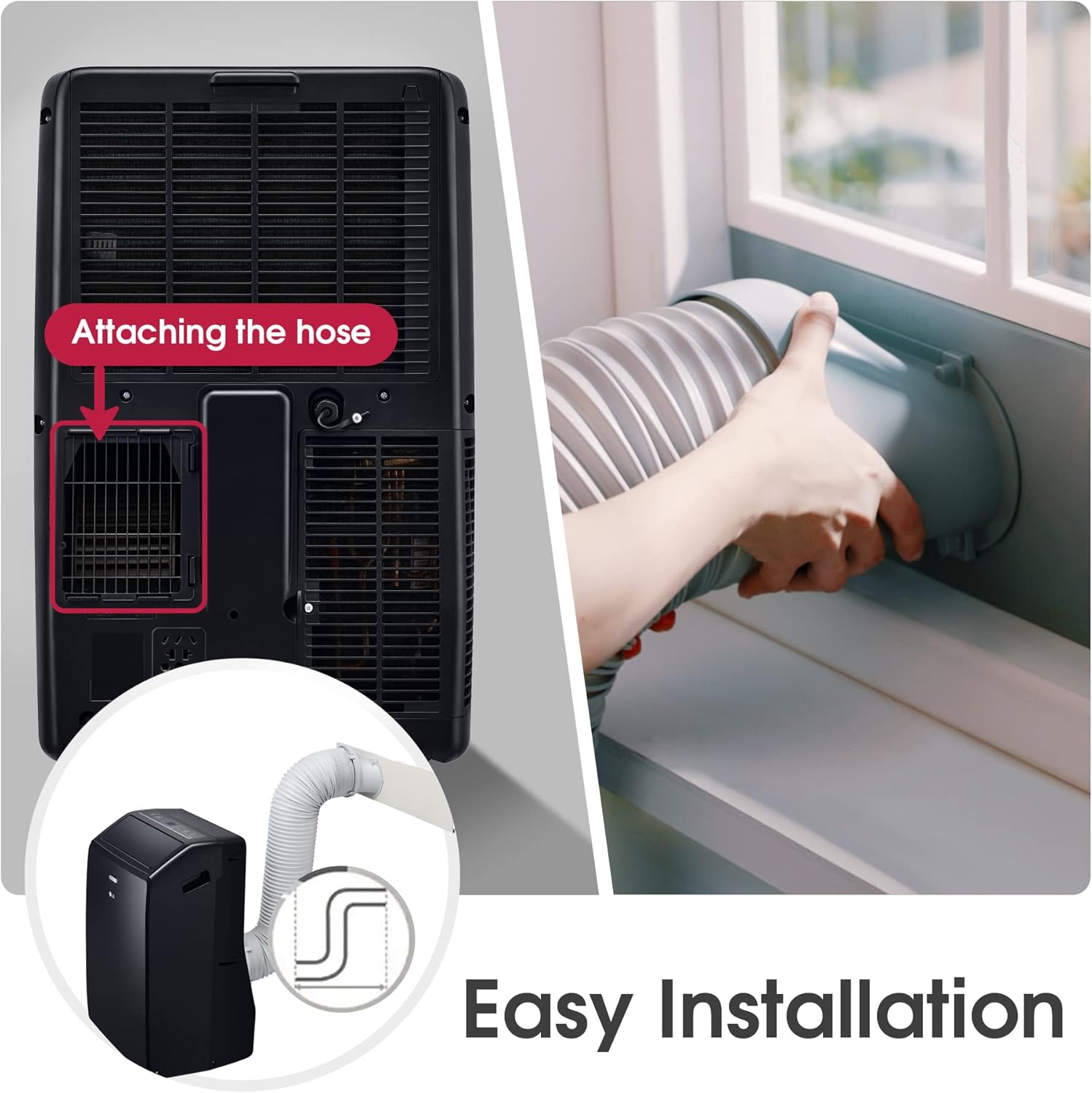 LG 8000 BTU (DOE) / (12000 ASHRAE) Portable Air Conditioners Cools 350 Sqft Easy Install & WiFi App Remote Eco-friendly, Quiet Small & Medium Room Air Conditioner AC Unit Home Gray LP0823GSSM
