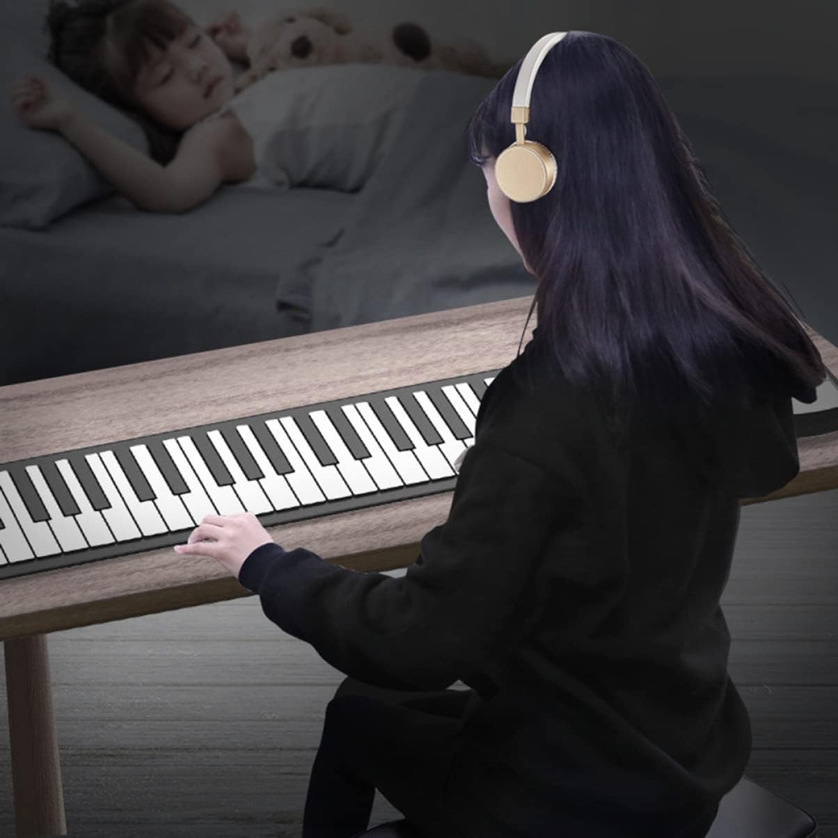 61 Keys Roll-up Piano Silicone Foldable Electronic Keyboard for Boys and Girls Portable and Lightweight Design for Home and Travel