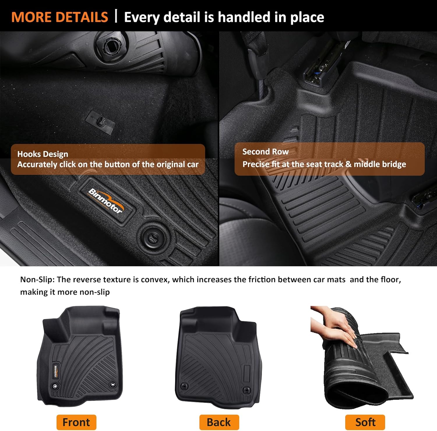 Binmotor-Floor Mats & Cargo Liner for Hyundai Elantra 2026 2025 2024 2023 2022 2021, All Weather Car Floor Mat for Elantra Accessories (Include Elantra N)