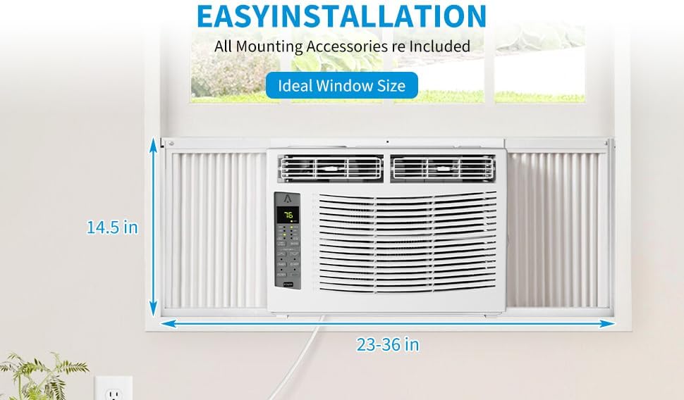 6000 BTU WiFi Smart Window Air Conditioner,Energy Saving, Quiet Operation, Efficient Cooling, Remote Controlled, Fast Cooling for Rooms Up to 269 Sq Ft, Ideal for Bedrooms & Workspaces