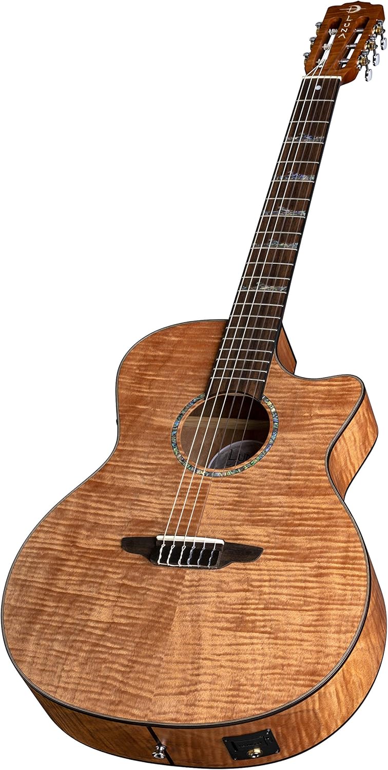 Luna Guitars High Tide Grand Concert Nylon 6 String Acoustic/Electric Guitar, Right, Mahogany (HT EXM NYL)