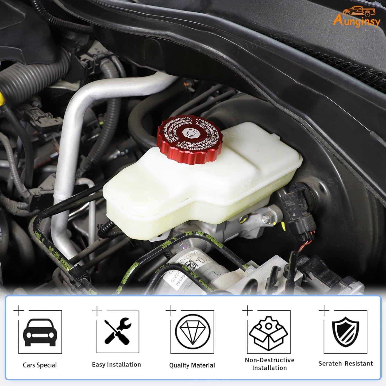 Car Engine Oil Filler Caps Set Compatible with Toyota Tundra 2022+ & Tacoma 2024+ Engine Oil Cap Brake Fluid Cap Wiper Washer Cap Radiator Cap Cover Windshield Wiper Switch Cover Trim Kit Accessories