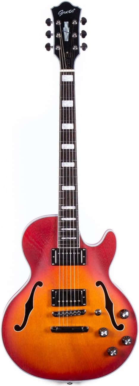 LPF Semi-Hollow Body Electric Guitar,Matte Finish, Covered Alnico5 Pickups,Mahogany Wood Body, Mahogany Neck, Rosewood Fretboard, 6 Strings, Includes Guitarbag (GTLPF-02-red VS)