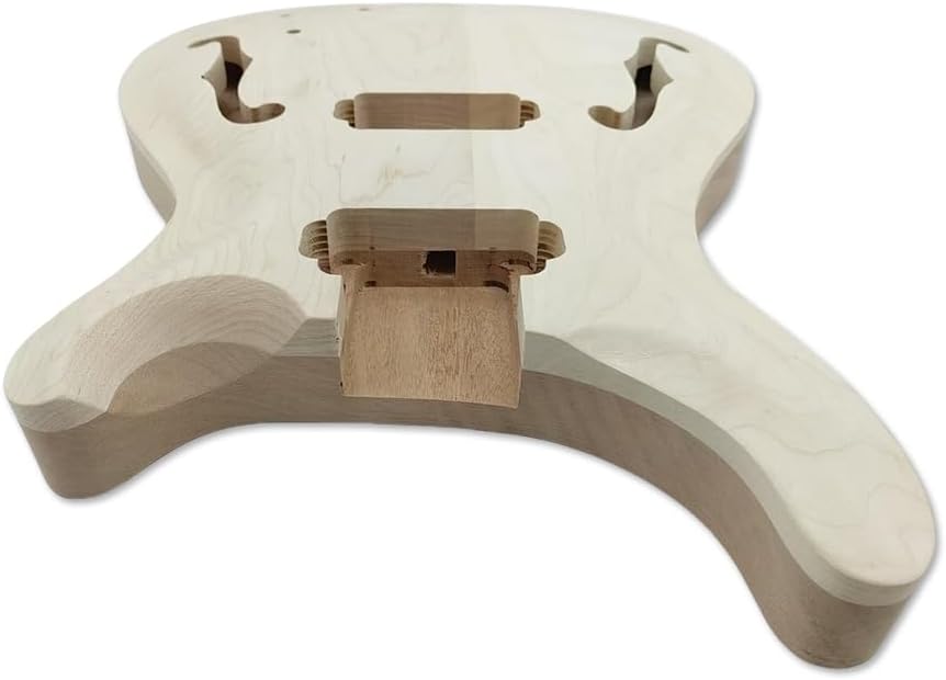 Mahogany Maple Cap Curved Top Semi Hollow Guitar Body Set In Pocket DIY Replacement