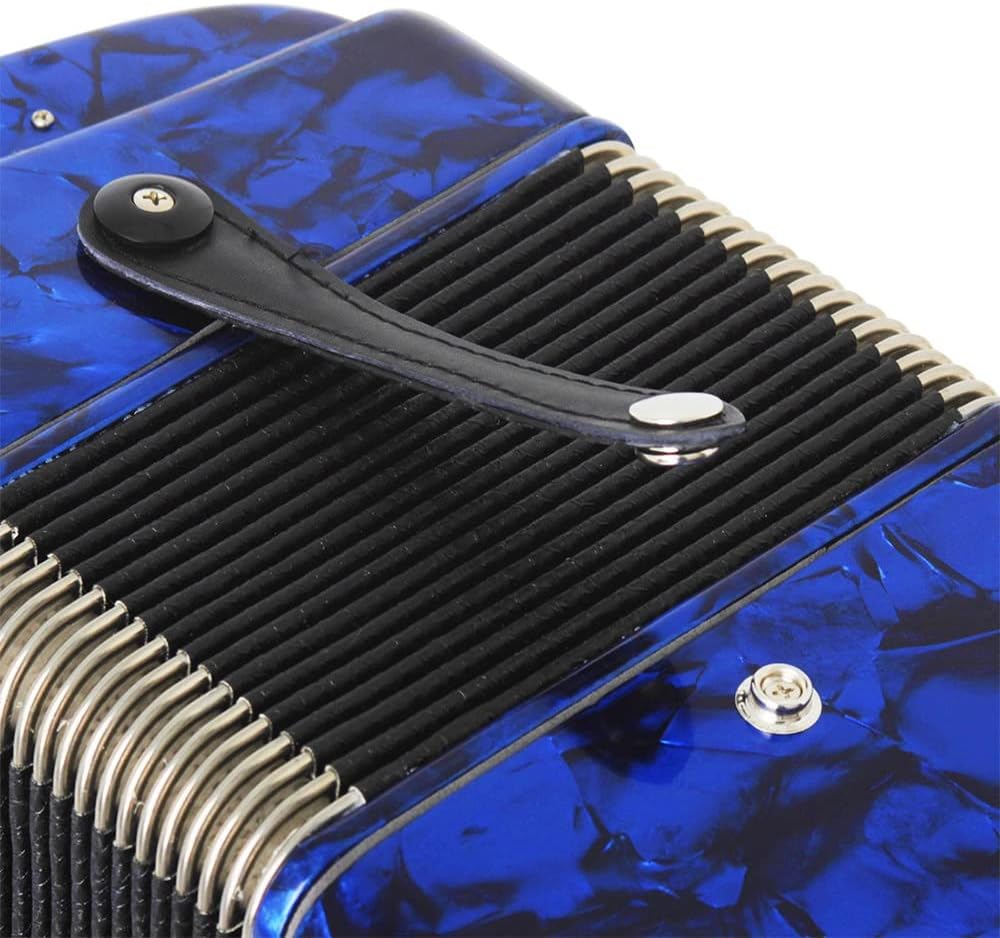 26 Keys 48 Bass Professional Piano Accordion, with Retractable Strap and Storage Bag, for Musical Instrument Lovers, Stage Performance (Color : Blue)