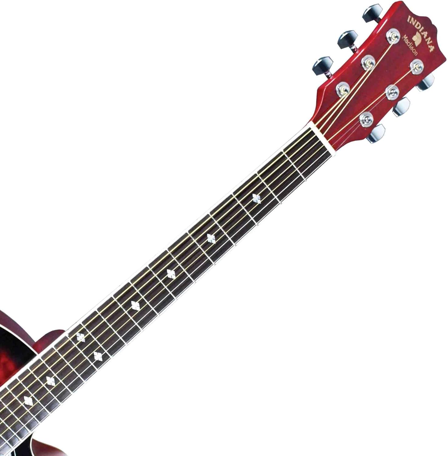 INDIANA Electro 6 String Acoustic-Electric Guitar, Right Handed, Red Sunburst (MAD-QTRD)