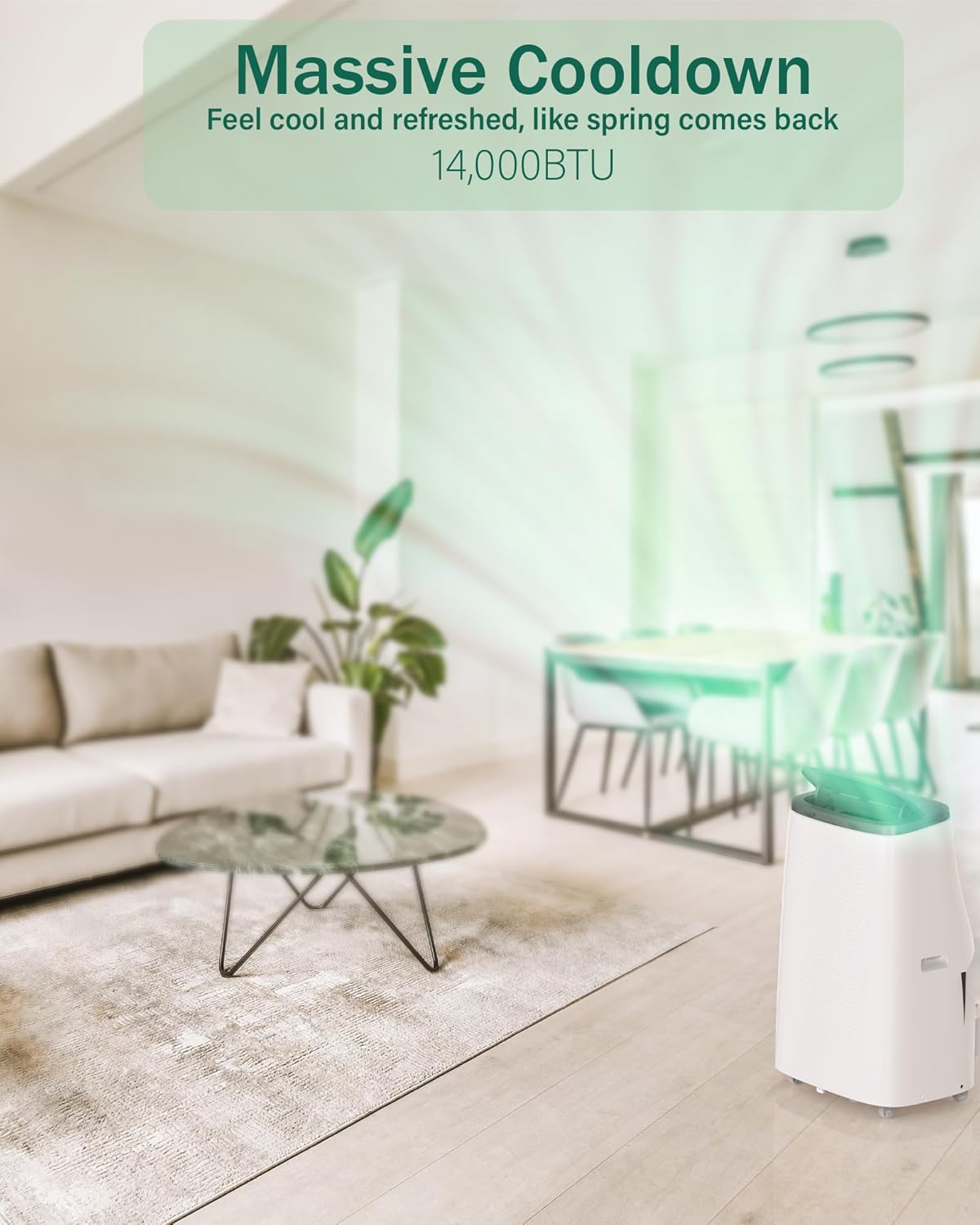 Quiet 14,000 BTU Portable Air Conditioner for Spaces Up to 700 Sq.Ft – 3-In-1 Cooling, Dehumidifier, Fan with Remote Control & Easy-Install Window Kit (54dB) – Perfect for Apartments, Offices, Dorms