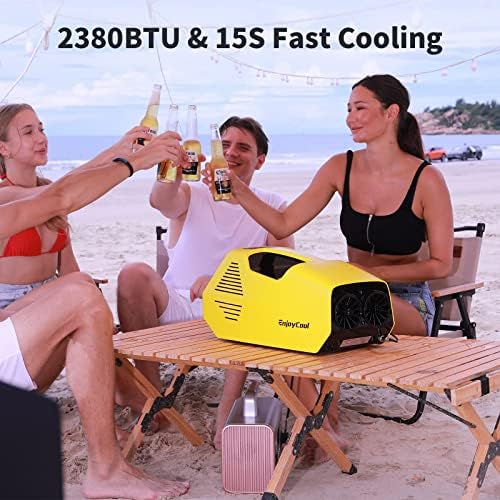 Portable Air Conditioners, 220W Low Power Consumption, 24VDC, Tent Air Conditioner 2380BTU, Fast Cooling AC for Van and RV, Camping Tent, Fishing, Car, Truck, Outdoor, Indoor (Yellow)