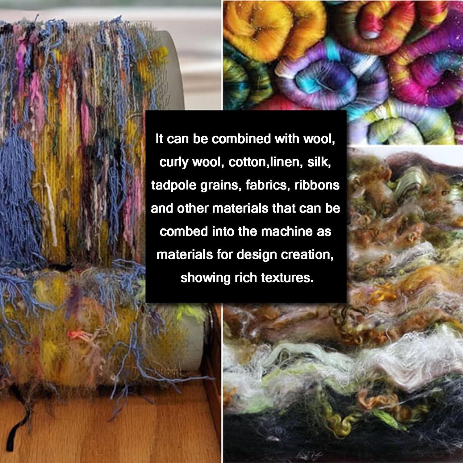 Wool Fiber Drum Carding Machine, DIY Manual Wool Felt Machine, with Roller and Nylon Bearings, for Cotton, Linen, Silk, Mix Colors Quickly and Efficiently