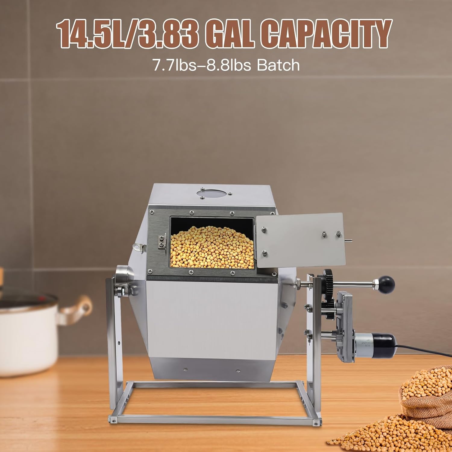 14.5L Commercial Coffee Bean Roaster Stainless Steel Coffee Bean Baking Machine Automatic Rotary Gas Burner Drum Roaster Machine