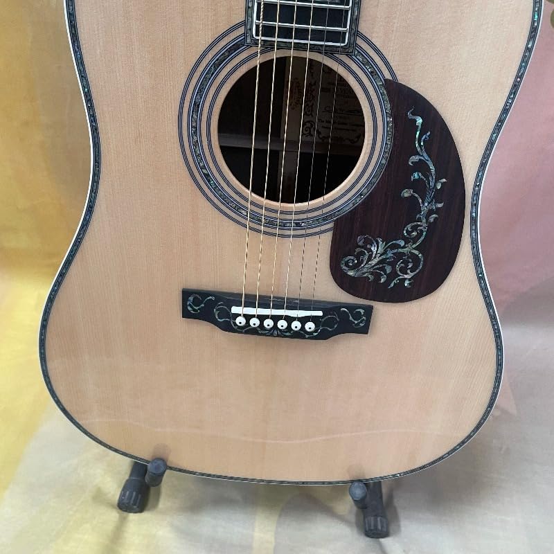 Acoustic Electric Guitar 6-String Full-Size Dreadnought with Ebony Fretboard & Flower Inlay – Custom Wood Body Acoustic-Electric Guitar for Stage, Recording & Home Practice