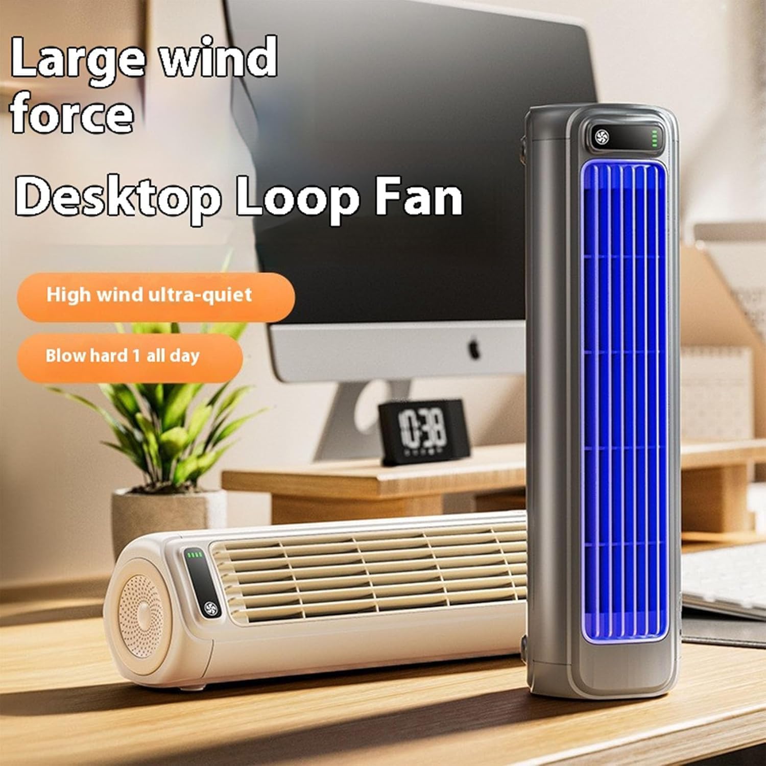 Qinux Brizaac Imwing Portable Bladeless Air Conditioner, 3 Quiet Speed Cooling Fan, USB Wall Mount AC Unit, Efficient Gray Cooling Tower for Home & Office