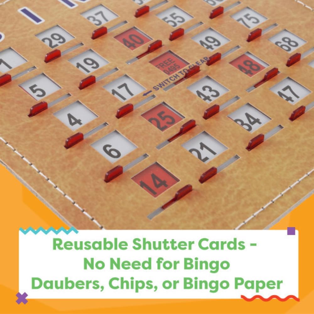 Deluxe Bingo Game with Accessories, Metal Ball Spinner, Wooden Bingo Balls & Board & Shutter Cards for Adults, Boys and Girls by Hey! Play!