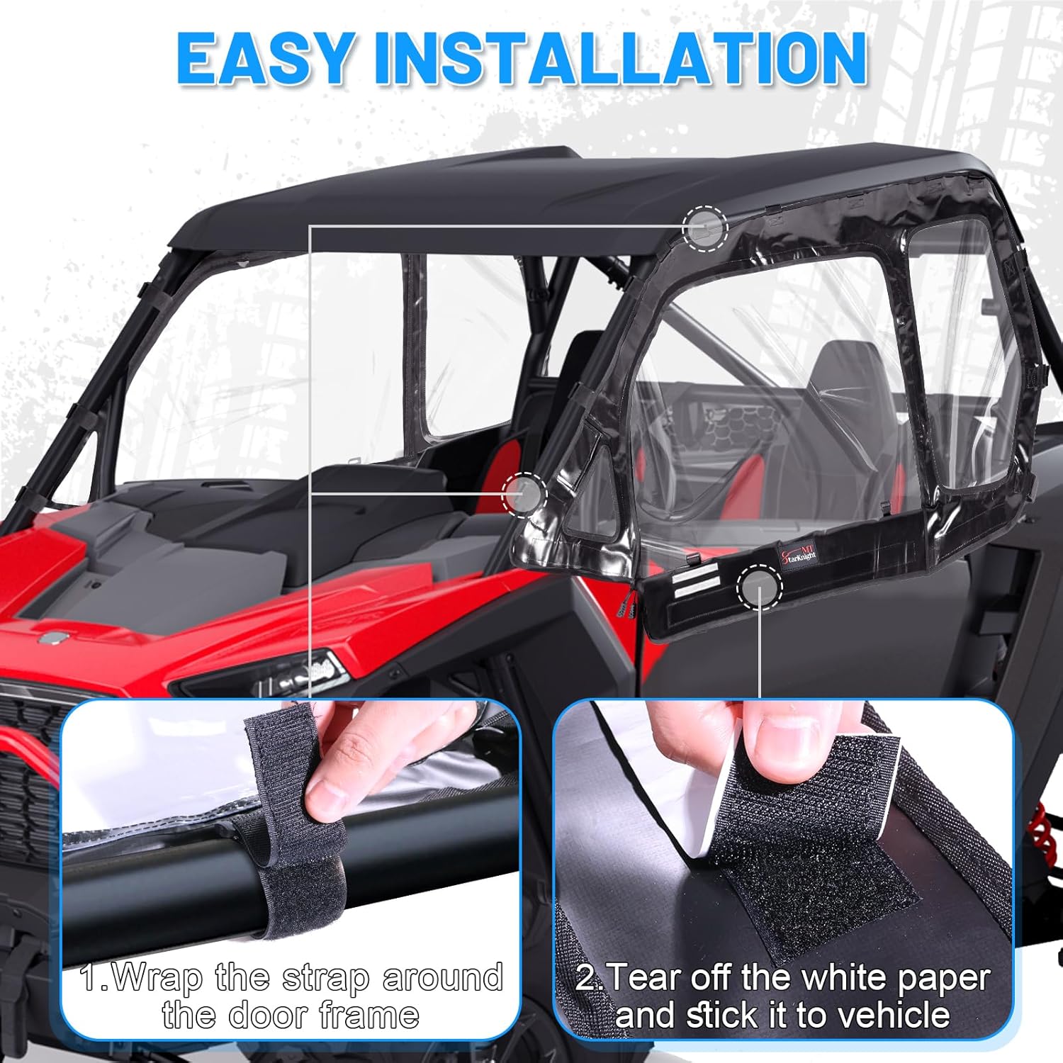 StarknightMT RZR 1000 XP Cab Enclosure Upper Doors, RZR 2 Seat Soft Side Windows With Zipper Vent Compatible With Polaris 2014-2023 RZR 1000 XP/900/XP TURBO/S 1000 RZR 1000 XP Accessories