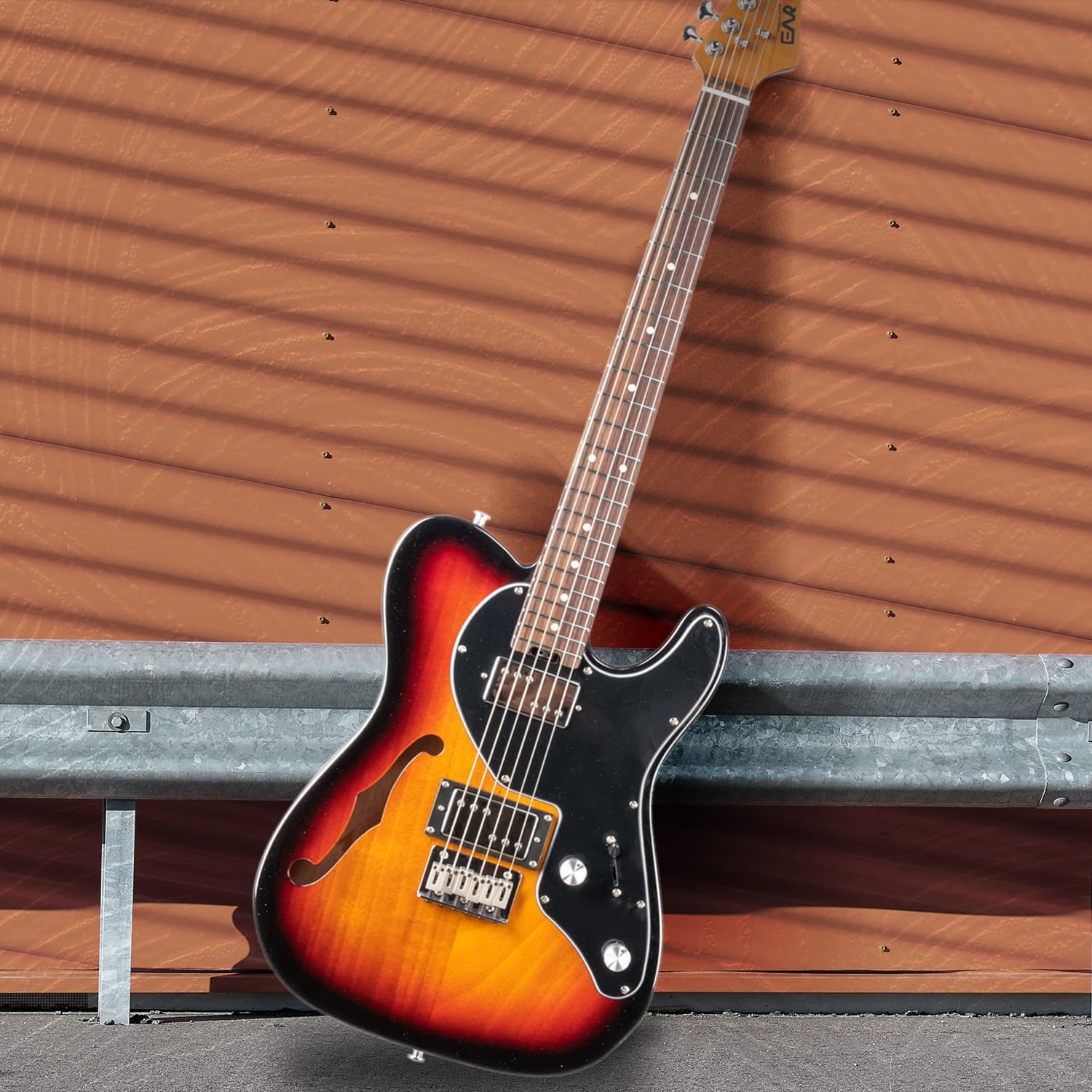 EART E-TT72 6 String Semi-Hollow-Body Electric Guitar Versatile Playability, Powerful Humbucker Pickups Fixed Bridge Guitars