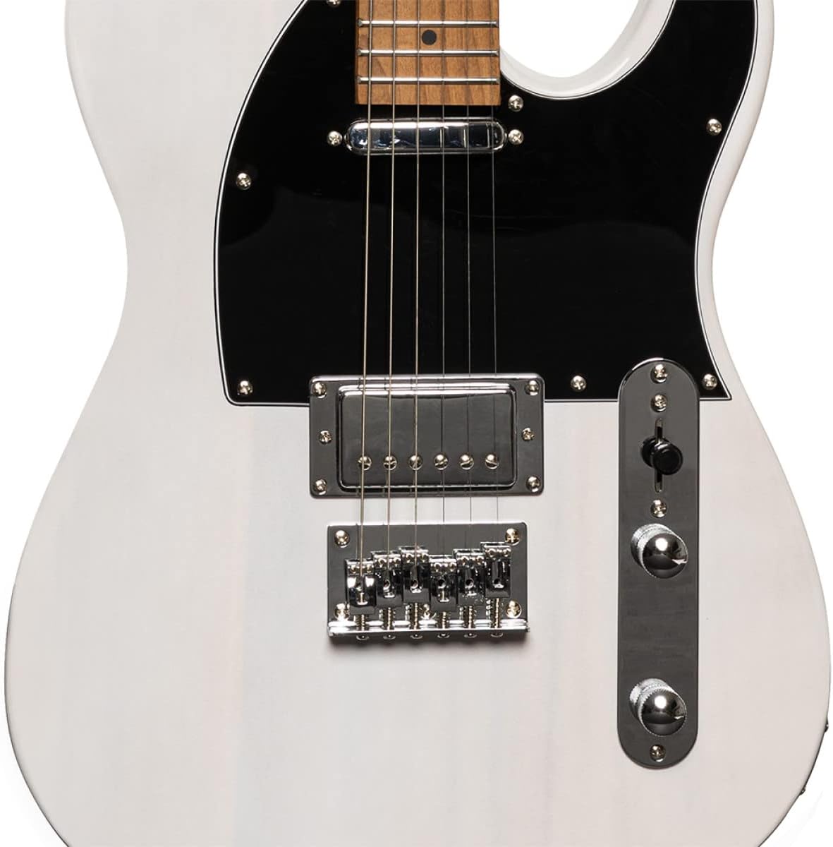 Stagg 6 String Solid-Body Electric Guitar, Right, White (SET-PLUS WHB)