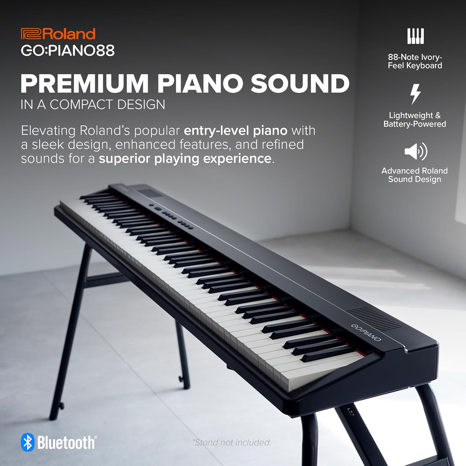 Roland GO:PIANO88PX | Entry-Level Portable 88-Note Digital Piano | Premium Performance | Lightweight Design | Powerful Learning Features | Battery-Powered Operation | Bluetooth & MIDI Connectivity