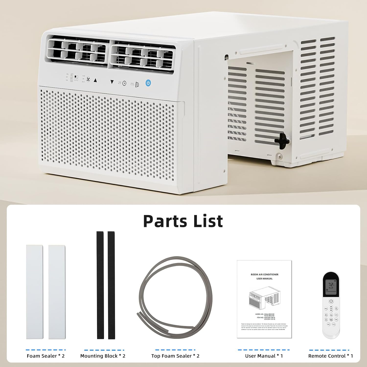 Antarctic Star 10,000 BTU U-Shaped Air Conditioner Window Unit Cools up to 450 Sq.ft, Ultra Quiet Window Air Conditioner with Full Window View, Energy Saving Window AC Units, Easy to install, White