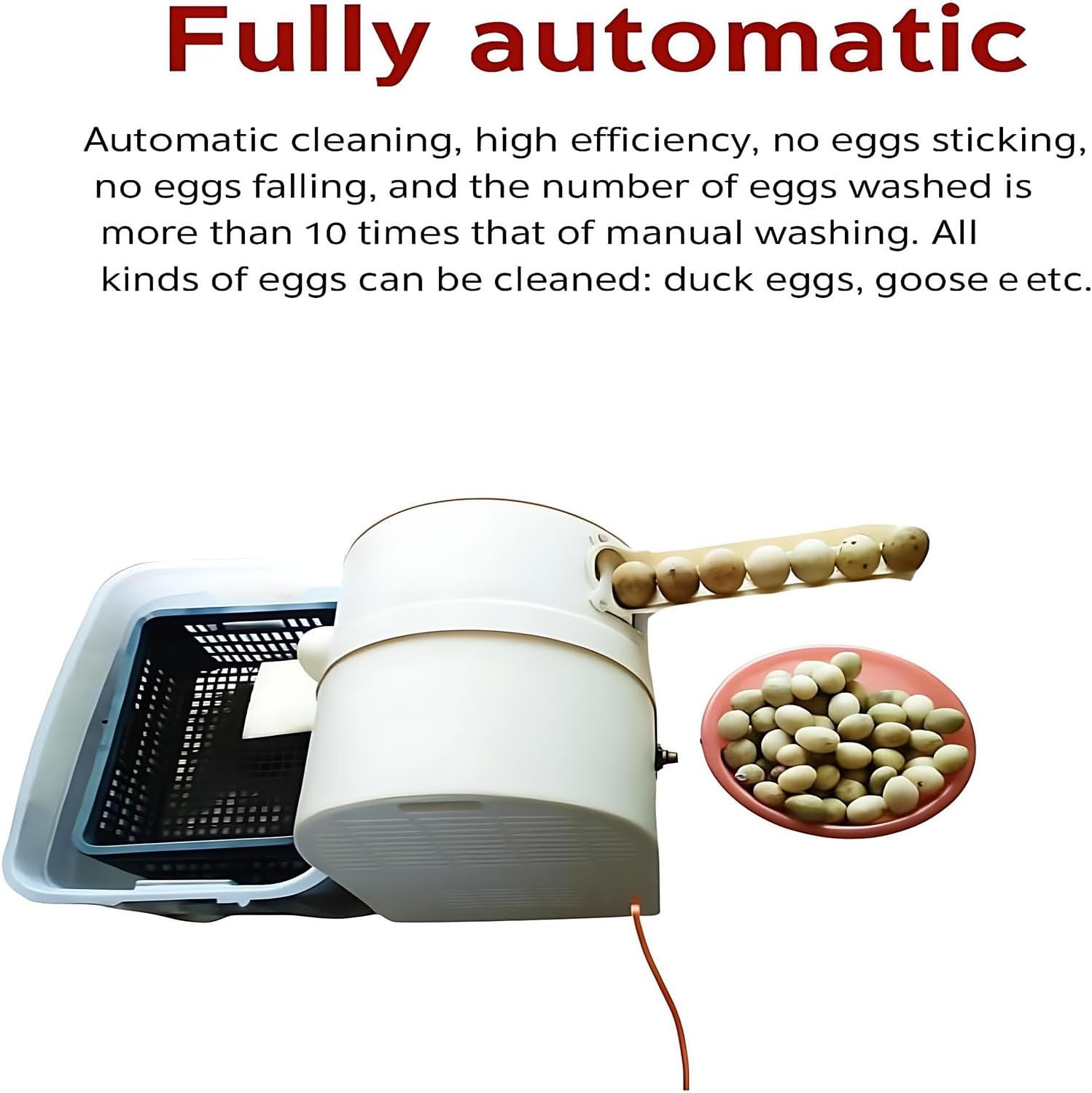 Automatic Egg Washing Machine for Fresh Eggs - 2300 Pcs/H Electric Egg Washer Machine with Roller Brush, Compact Egg Cleaning Brush Machine Tool for Chicken Duck Goose Egg Egg Cleaner