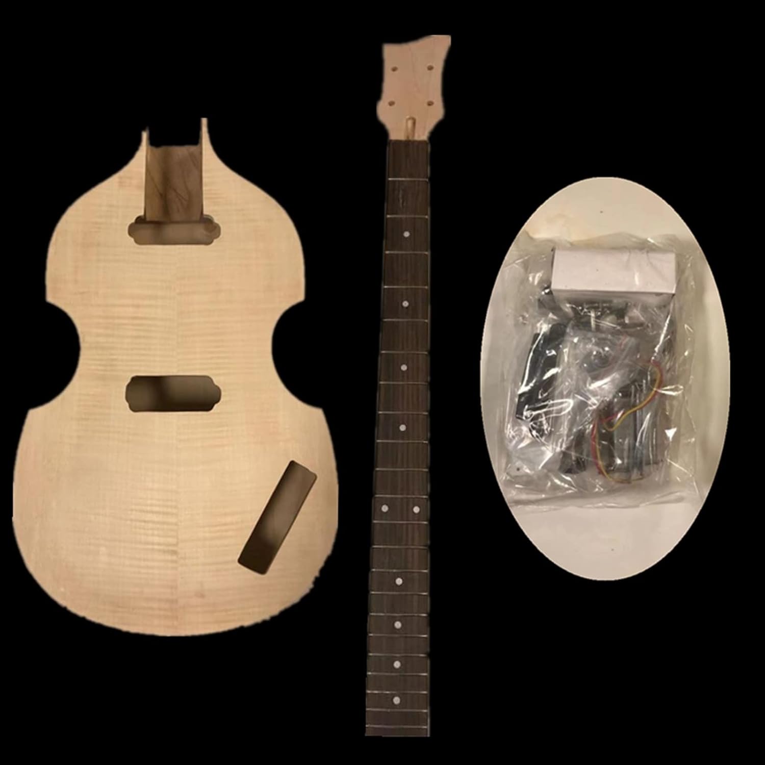 2 Dual-Coil Pickups Unfinished DIY Electric Bass Guitar Kit 2 Volume Controls Unfinished Guitar Set