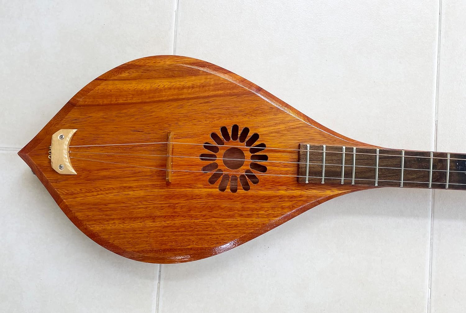 Isarn Acoustic Phin 3 Strings, Thai Lao Guitar Musical Instrument, Traditional Thai Classical Musical Pin122R, brown (Pin106)