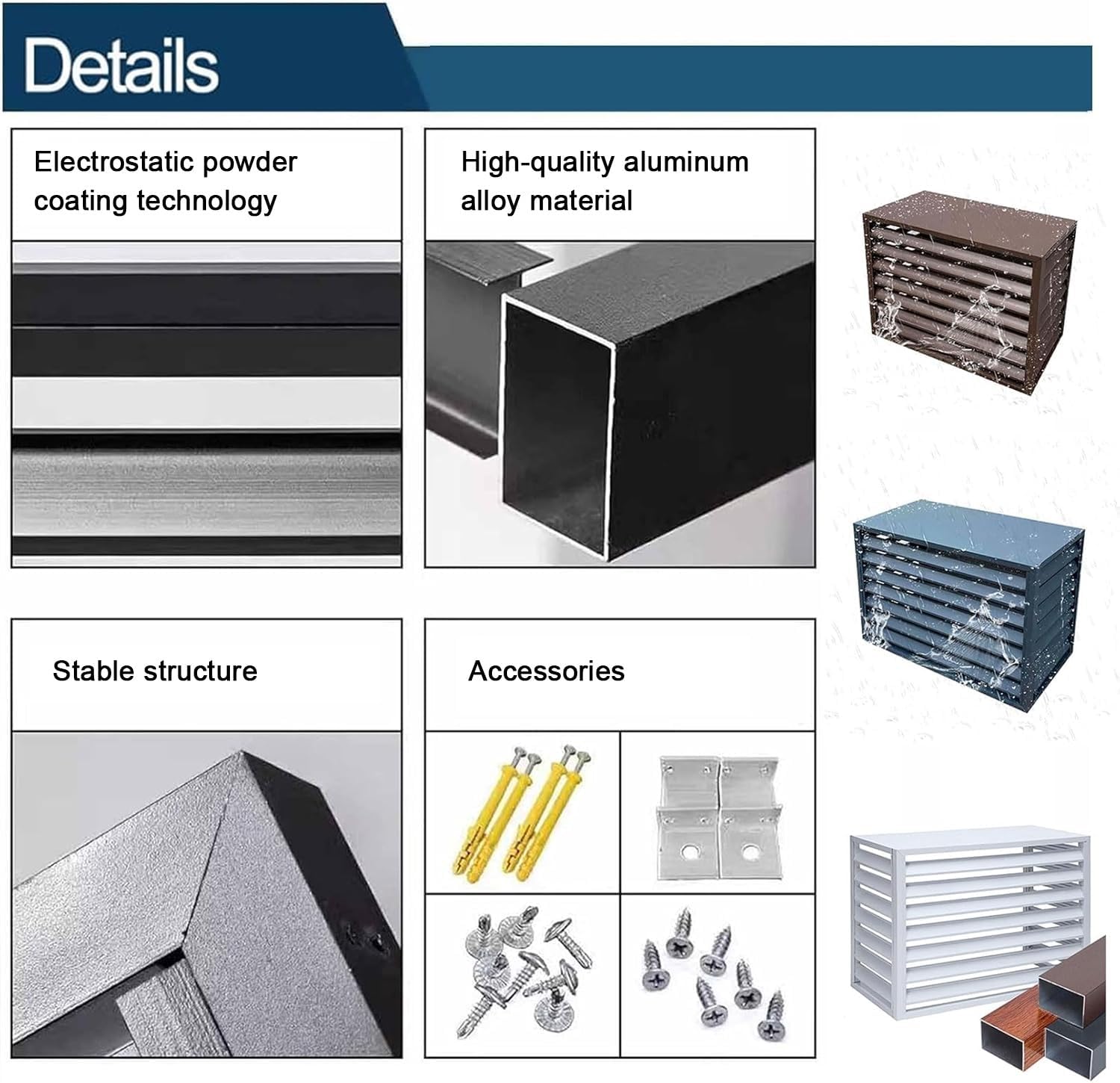 Aluminum Air Conditioner Privacy Fence, Mini Split Air Conditioner Cover for Outside Units, Suitable for Courtyard, Outdoor, Anti Theft(Black,110x60x80cm 43x24x31.5in)