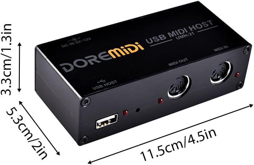 High Speed USB MIDI Host Box 1-in 1-out 16 Channel MIDI Box Applicable to MIDI Keyboard Electric Blow Tube Electric Drum USB to MIDI Converter MIDI Interface,DOREMiDi