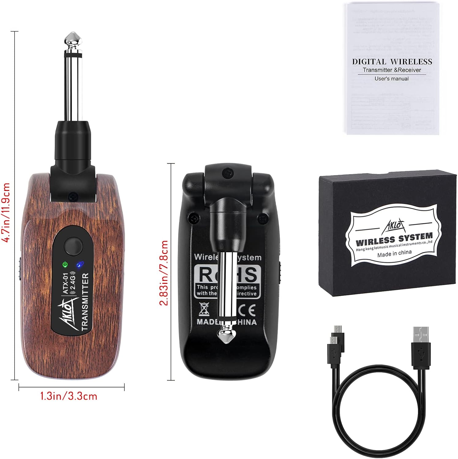 AKLOT Guitar Amp Portable Rechargeable with AKLOT Wireless Guitar System Transmitter Receiver