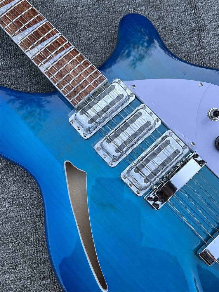 Custom 12-string electric guitar, electric guitar, blue color, rosewood fingerboard