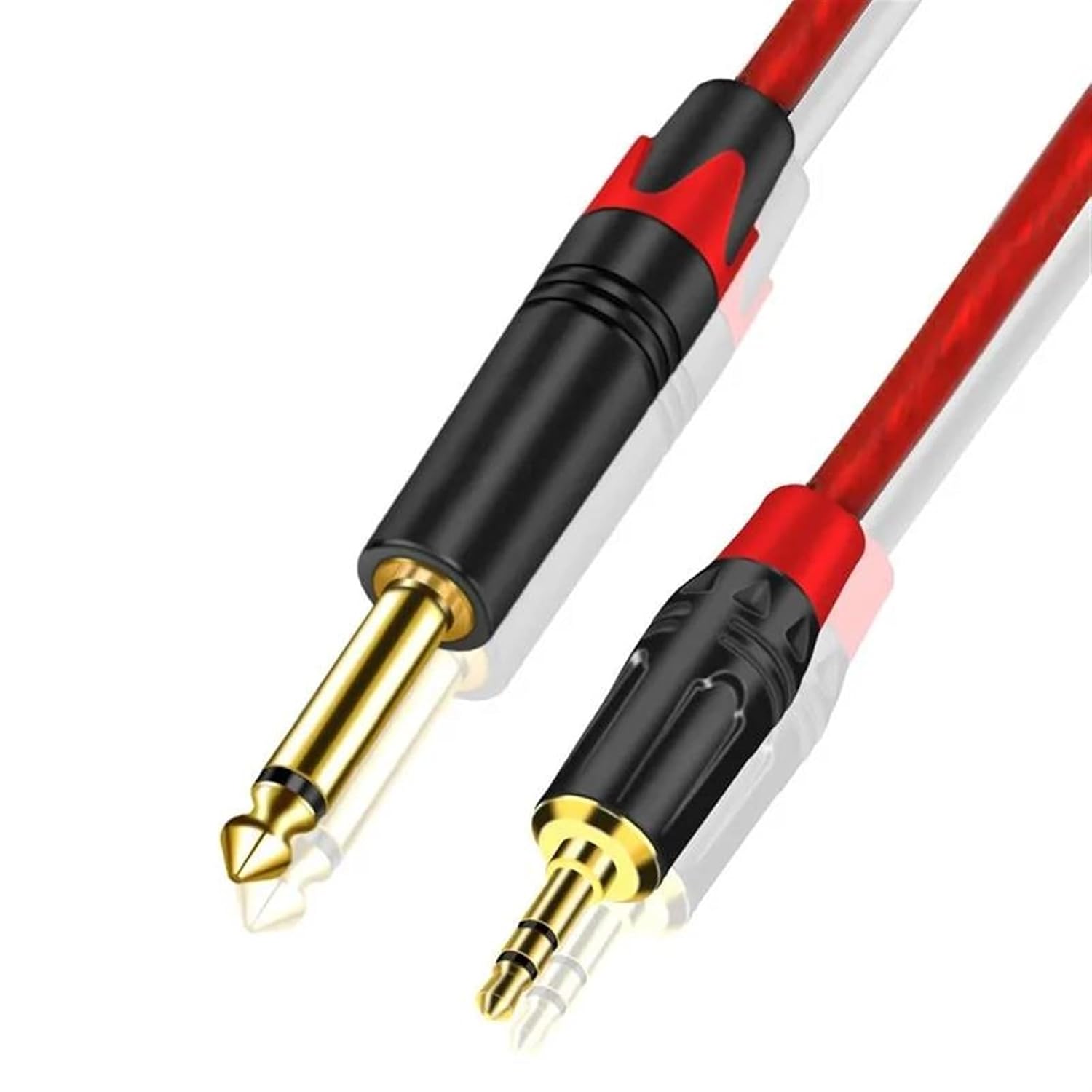 Guitar Audio Cable Longer Cable 6.5mm to 3.5mm Single Track Speaker Cable for PC Guitar DVD Mixer Phone Computer Amplifier Cable(Red,10m)