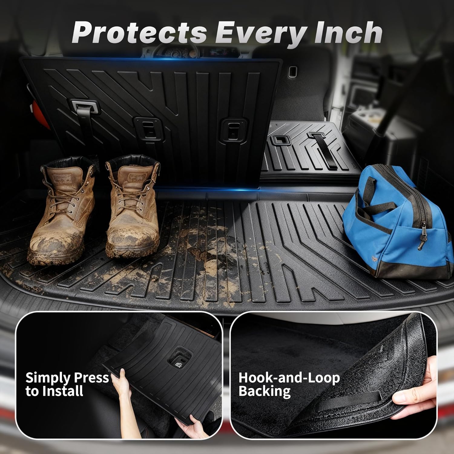 OEDRO Floor Mats Fits 2020-2025 Hyundai Palisade 7& 8 Seater, Floor Liner Trunk Mat Cargo Mat Back Seat Cover Protector Palisade All Weather Rubber Accessories