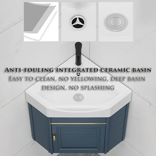 Corner Bathroom Vanity Sink Set with Wall-Mount Mirror Cabinet, Ceramic Sink for Restaurant, Bar, Cafe – Space-Saving Design, Stylish & Functional