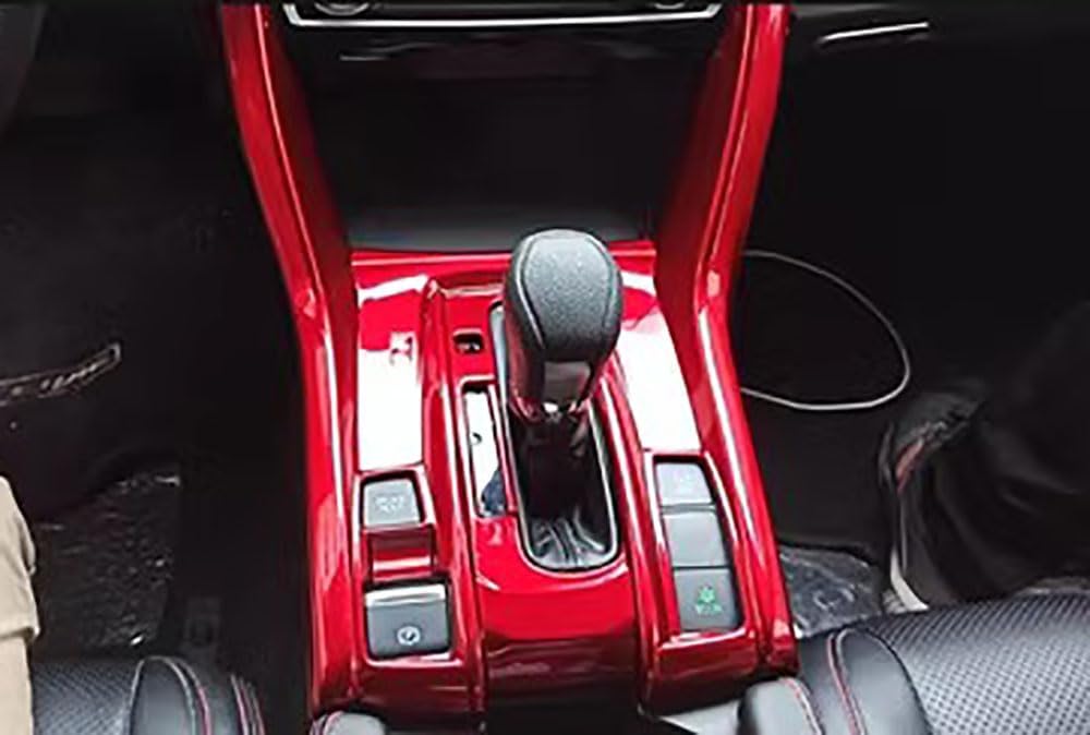Car Accessories Fit for Honda Civic 10th Gen 2016-2021 ABS Interior Gear Shift Panel Cover Trim 1PC Set (Red)